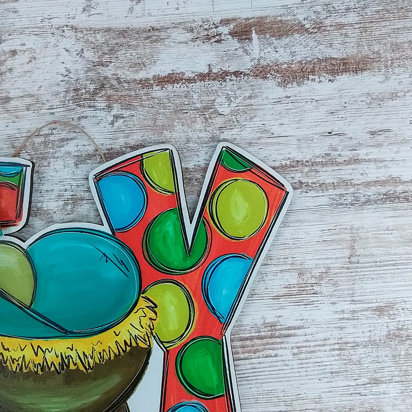 Nativity Door Hanger, JOY Manger Scene Decor, Festive Polka Dot Design