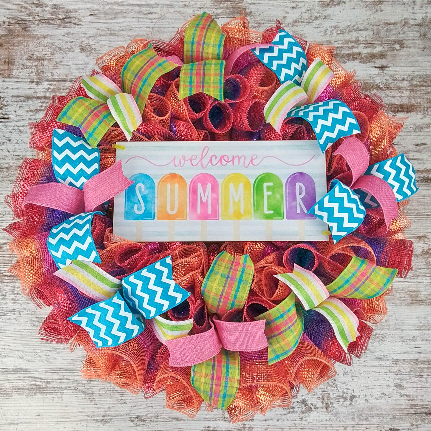 Welcome Popsicle Wreath - Summer Spring Front Door Decor - Beach Decoration