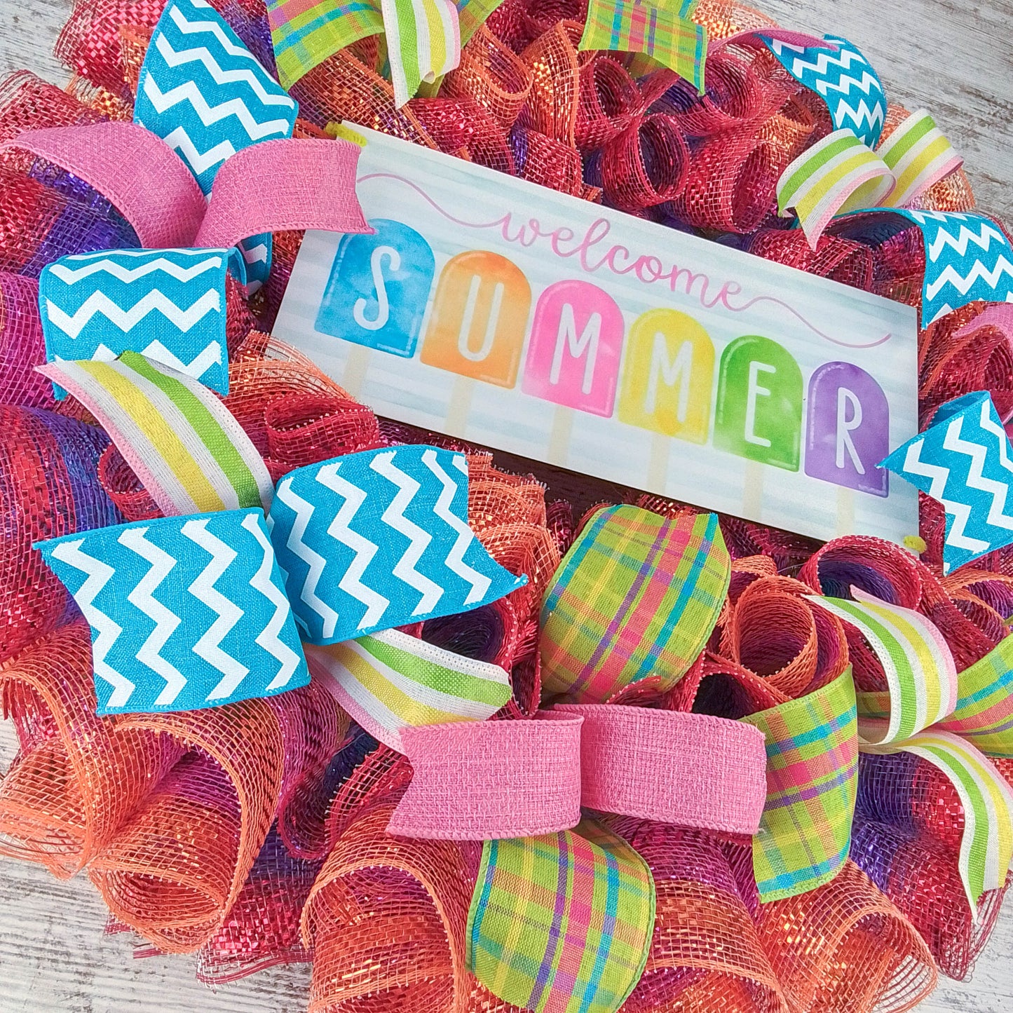 Welcome Popsicle Wreath - Summer Spring Front Door Decor - Beach Decoration