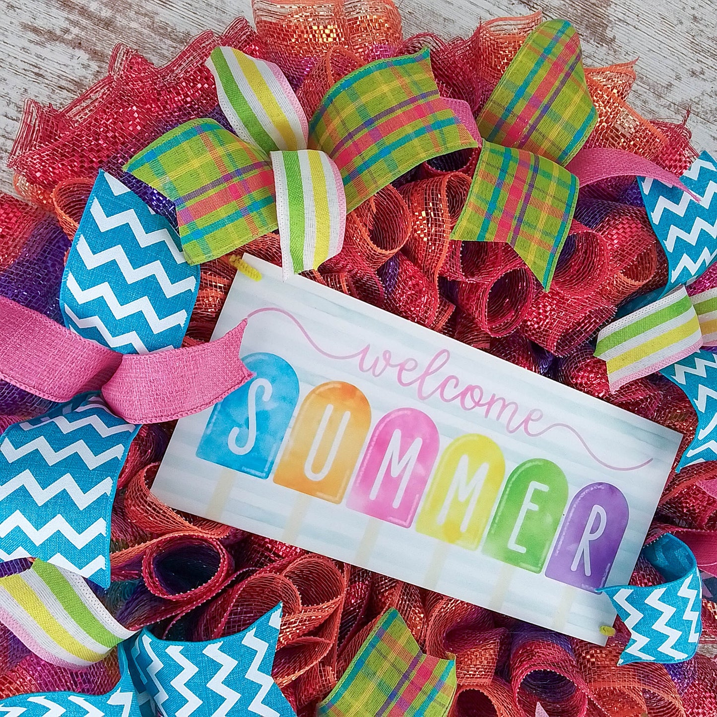 Welcome Popsicle Wreath - Summer Spring Front Door Decor - Beach Decoration