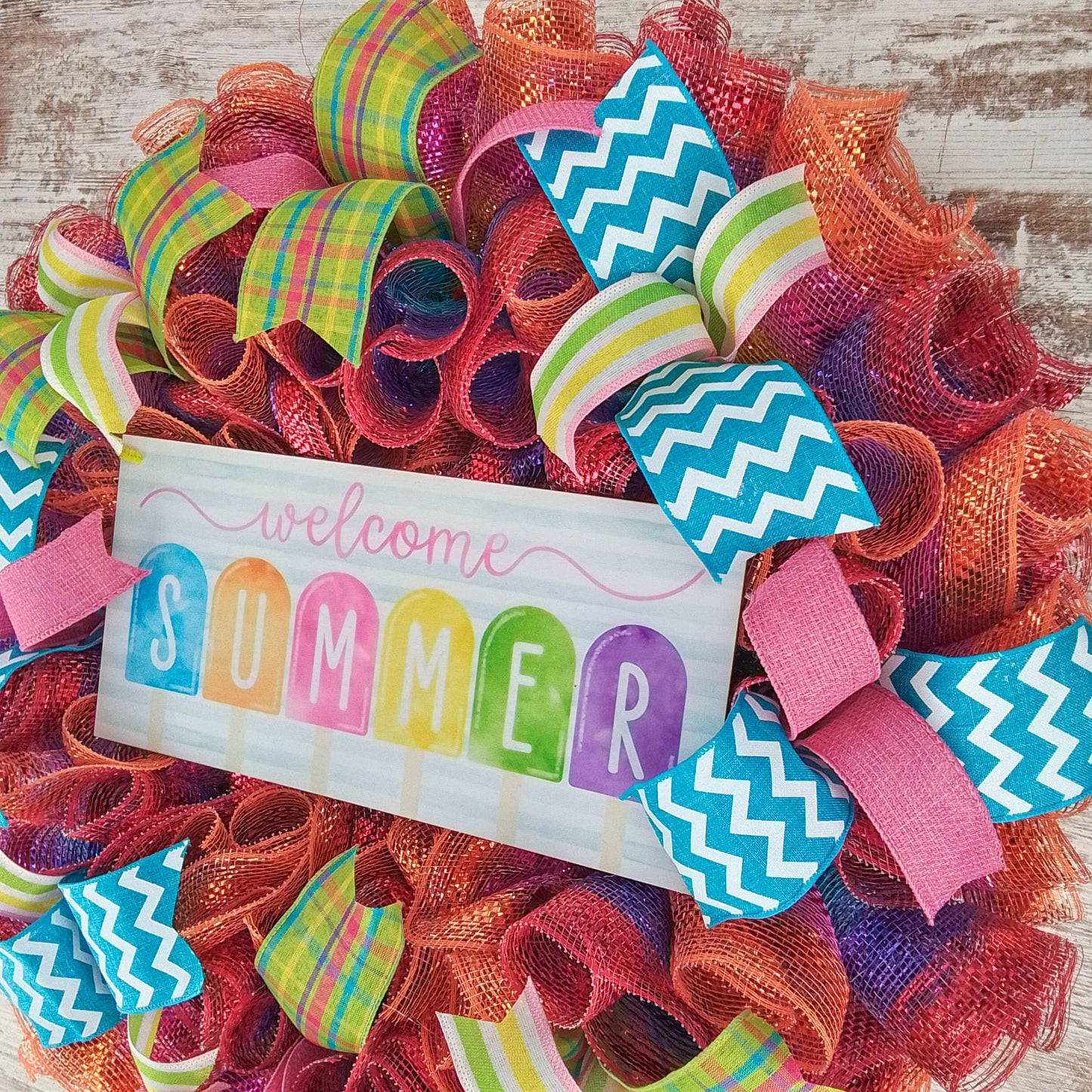 Welcome Popsicle Wreath - Summer Spring Front Door Decor - Beach Decoration