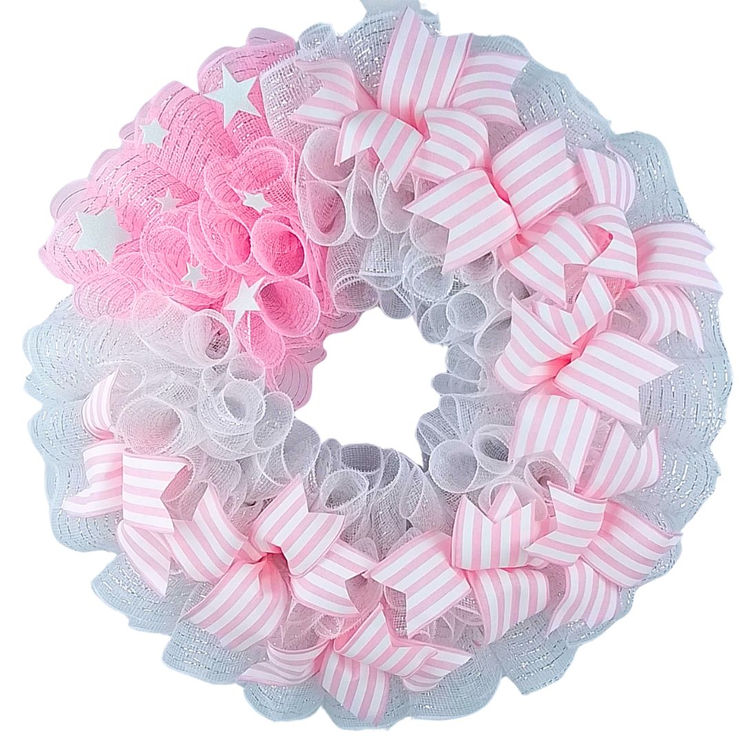 Vibrant Pink Wreath, Baby Shower Decoration, Spring Festival Door Decor