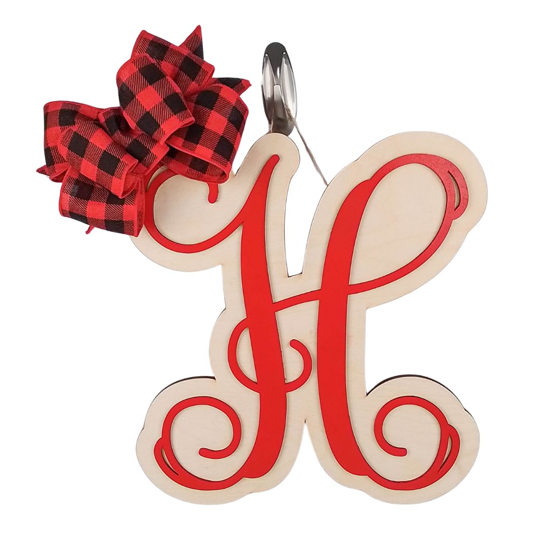 Personalized Birch Wood Door Hanger, Decorative Letter H Door Ornament, Unique Housewarming Gift