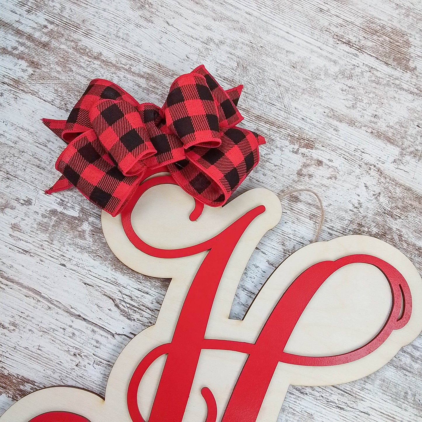 Personalized Birch Wood Door Hanger, Decorative Letter H Door Ornament, Unique Housewarming Gift
