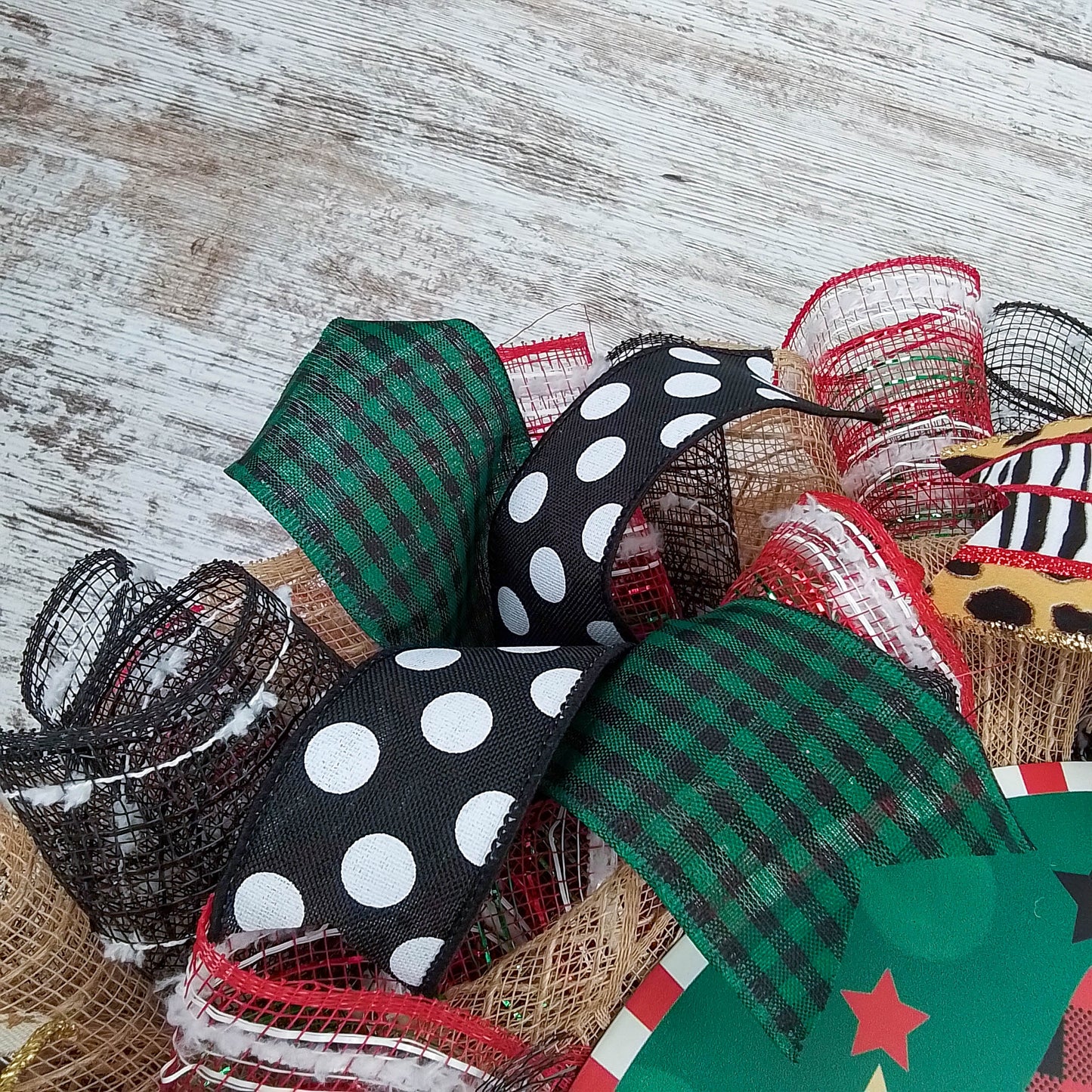 Row of Trees Christmas Wreath - Merry Christmas Front Door Wreaths - Outdoor Decor - Black Red Brown Green