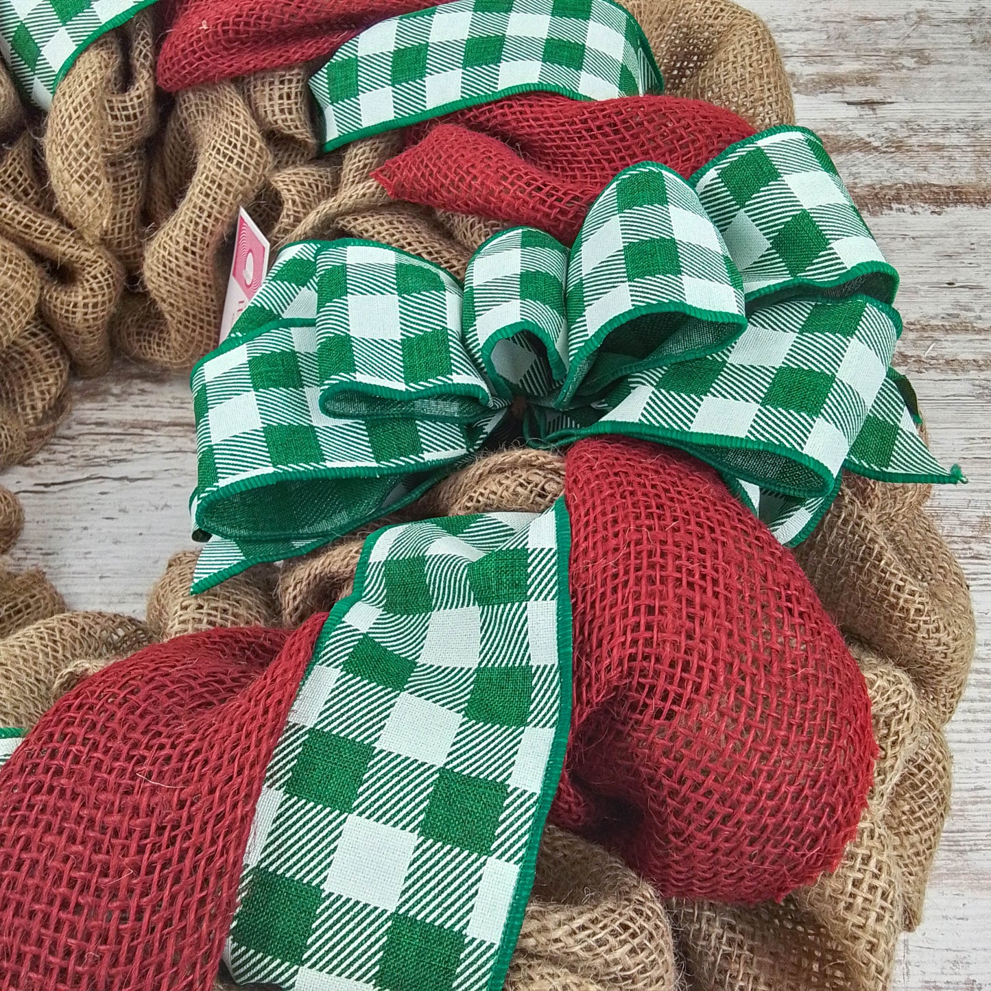 Buffalo Check Burlap Front Door Wreath - Black White Everyday Year Round Decor - Gift for Mom (Christmas)