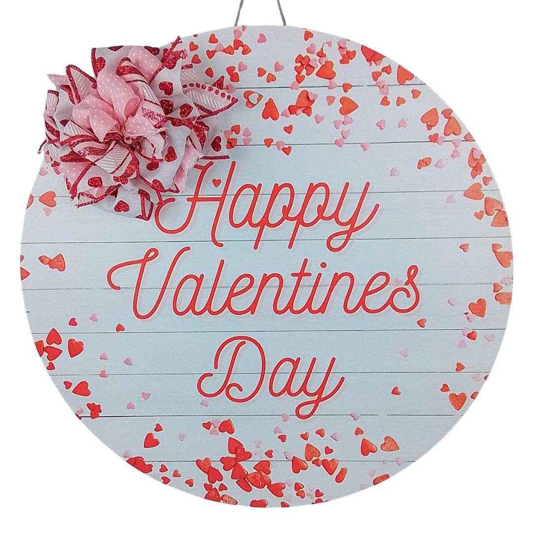 Valentine's Day Door Hanger, Wooden Heart Decoration