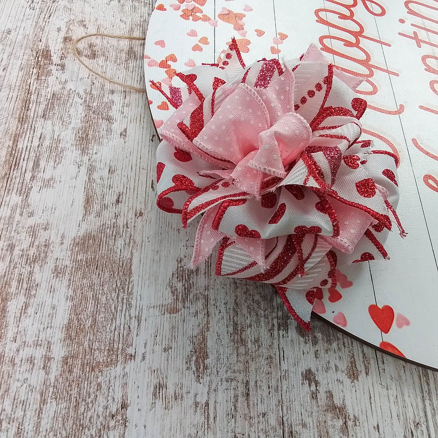 Valentine's Day Door Hanger, Wooden Heart Decoration
