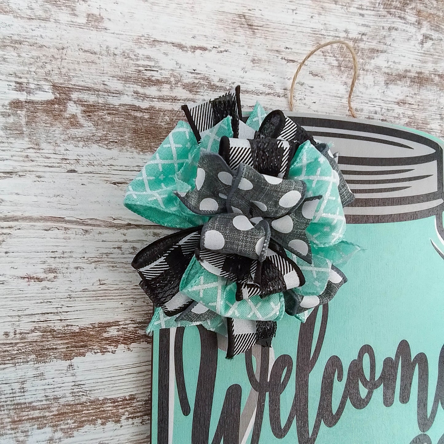 Welcome Y'all Door Hanger, Mason Jar Home Decor, Rustic Birch Wood Accent
