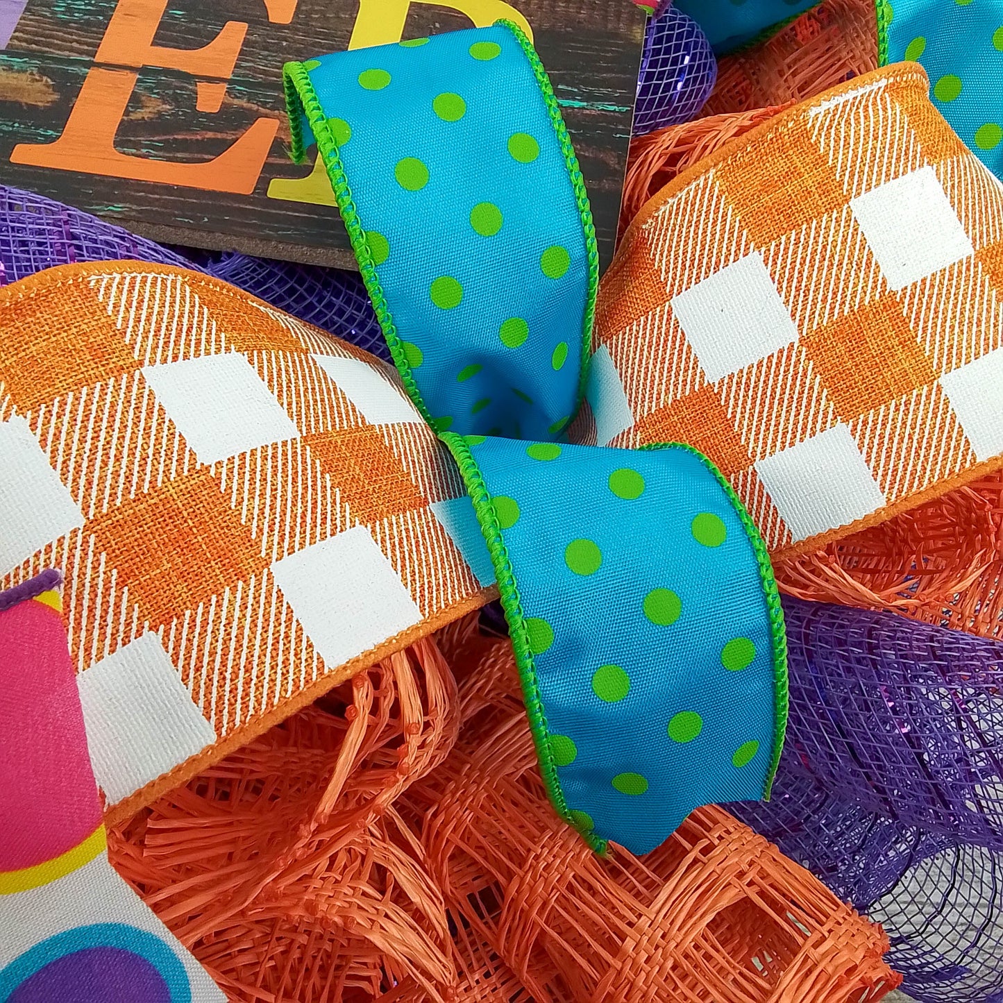 Hello Summer Wreath | Orange Burlap Wreath | Colorful Outdoor Mesh Wreath