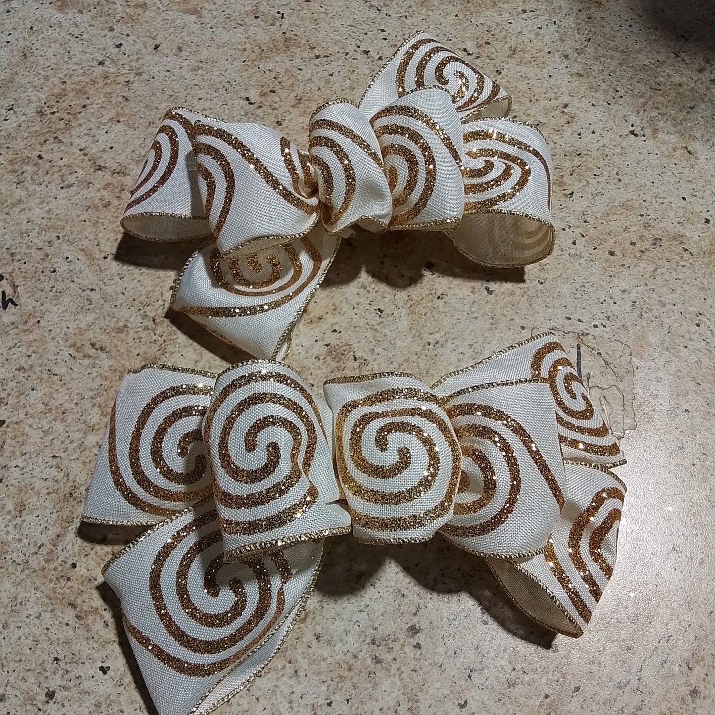 Ivory Gold Swirl Add On Bow