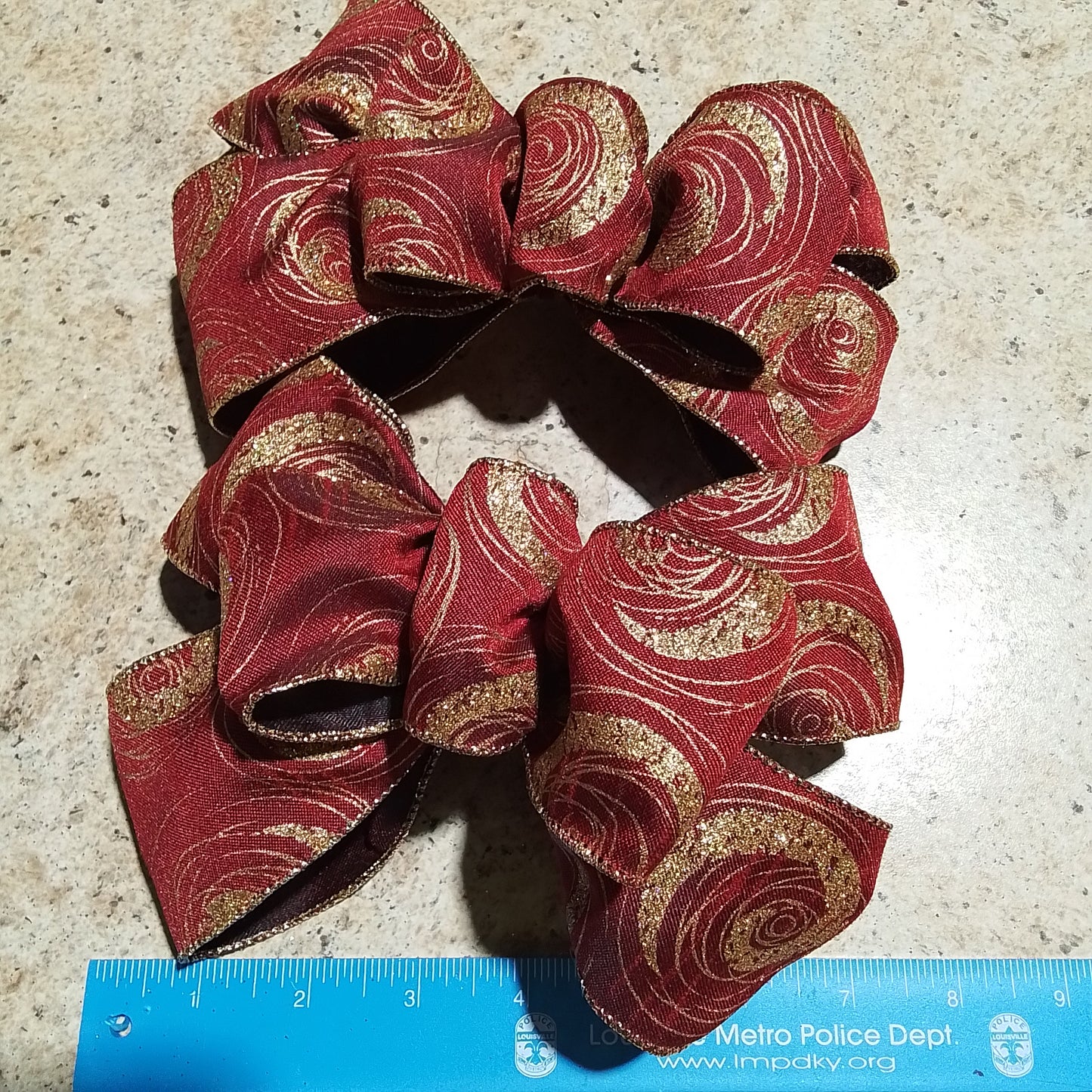 Burgundy Gold Add On Bow