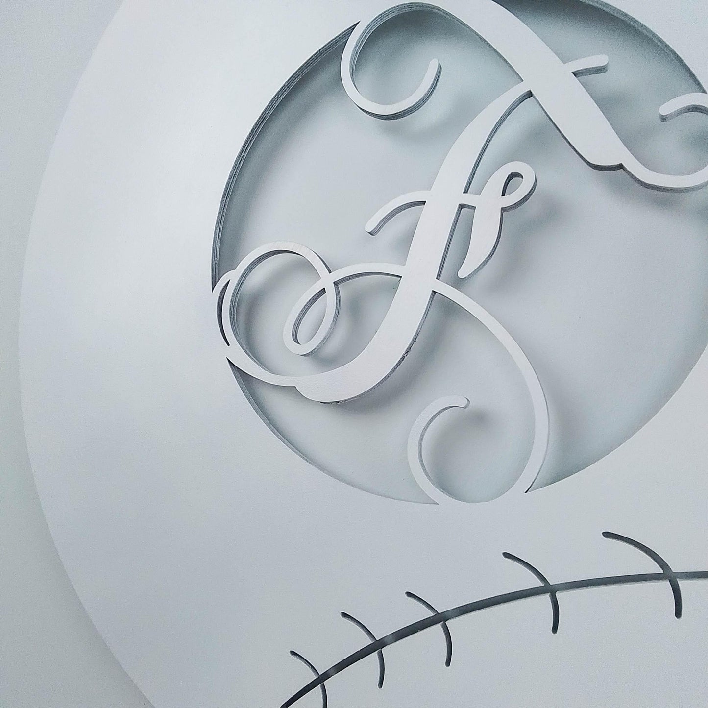 Baseball Door Hanger - Monogram Sports Initial Letter Outdoor Front Door Decor with Bow - Pink Door Wreaths