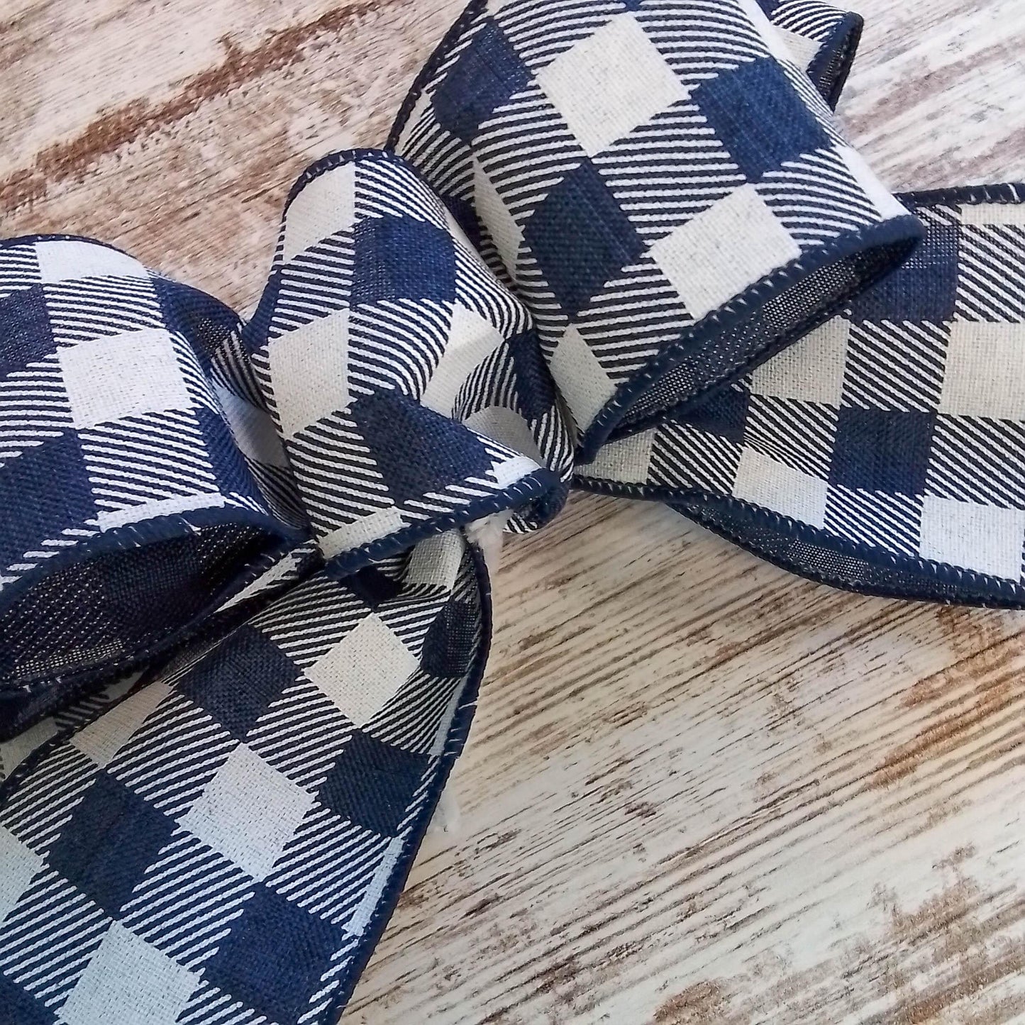 Buffalo Plaid Add On Wreath Bow - Wreath Embellishment for Already Made Wreath - Farmhouse Extra - Pink Door Wreaths