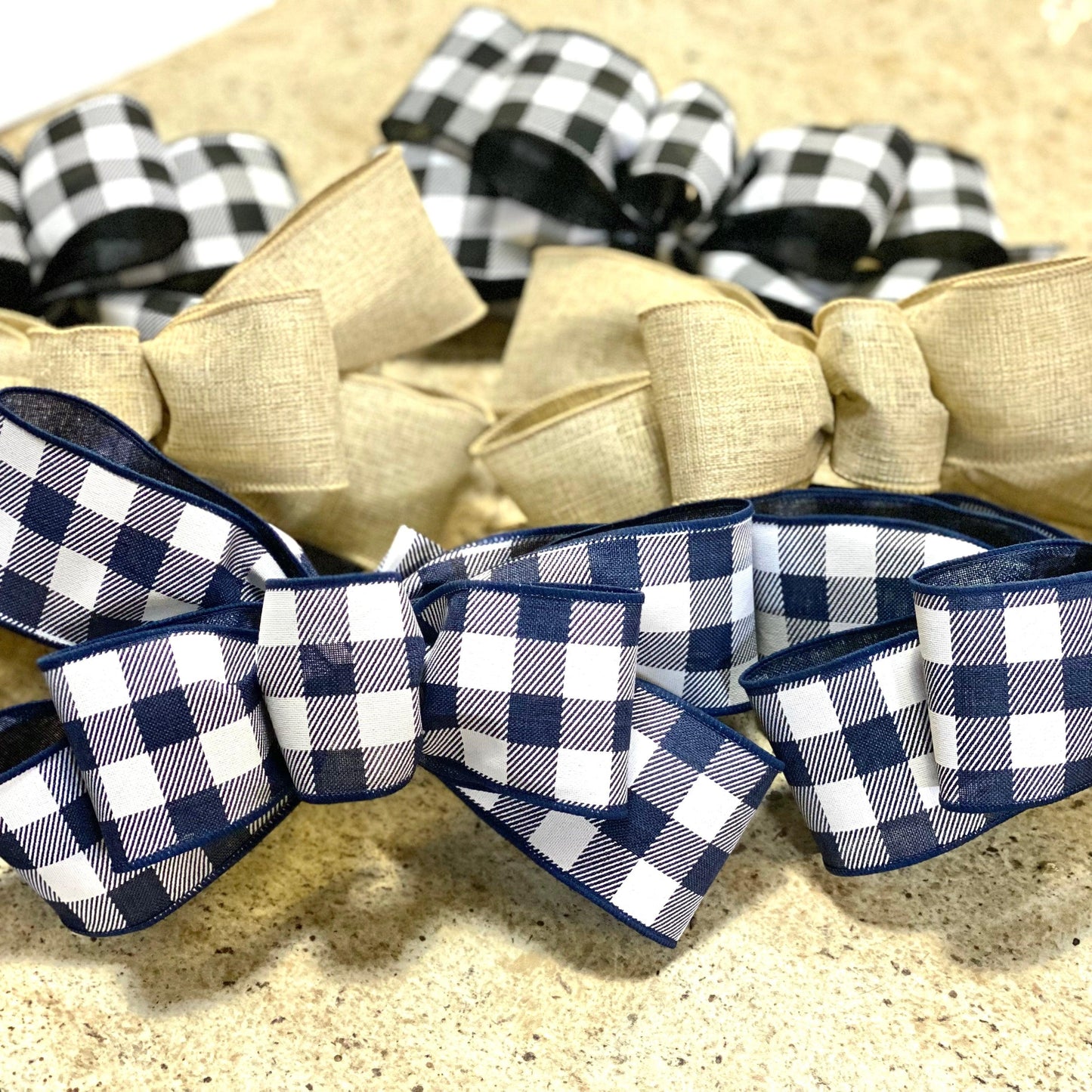 Buffalo Plaid Add On Wreath Bow - Wreath Embellishment for Already Made Wreath - Farmhouse Extra - Pink Door Wreaths