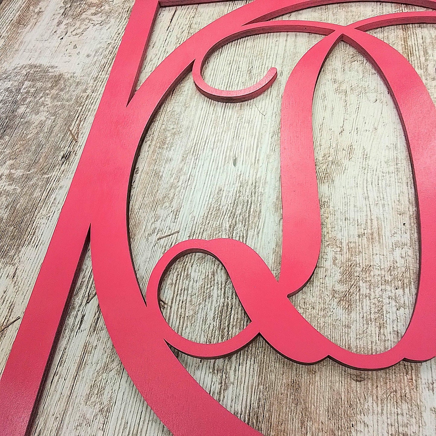 Customized Initial Door Hanger, Monogram Wreath for Front Door, Pick Your Colors, Match Your Decor, Birthday Present for Mom, Framed Wood Wreath (Custom (Polka Dot)) - Pink Door Wreaths