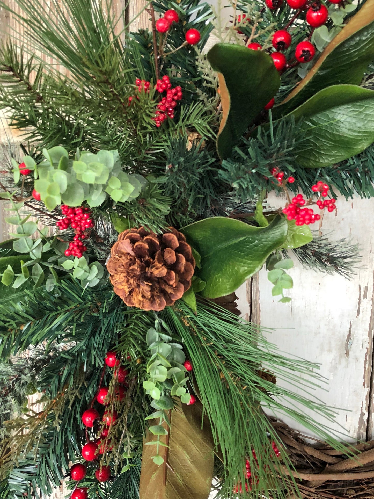 Christmas Berry and Pinecone Front Door Wreath