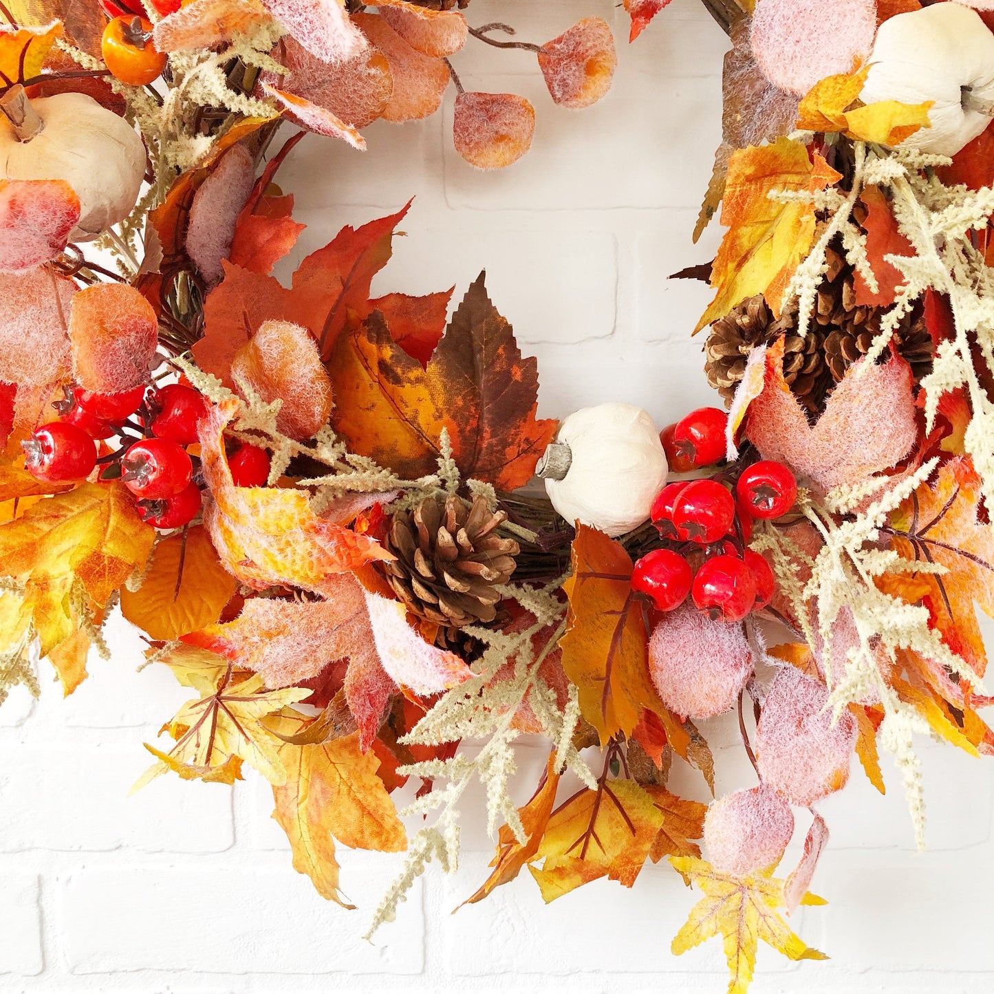 Fall Maple Leaf and Berry Wreath for Front Door