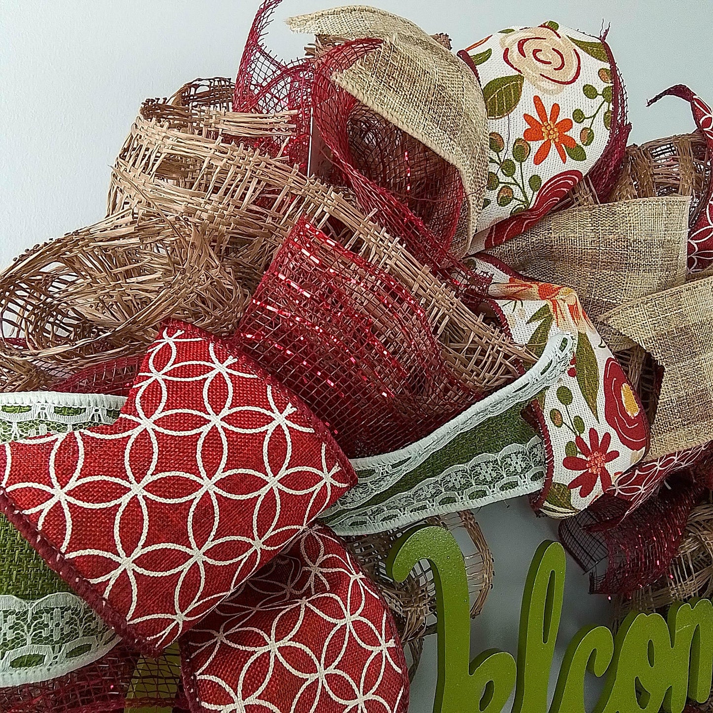 Lace Fall Wreaths for Front Door - Everyday Burlap Thanksgiving Deco Mesh Door Decor - Pink Door Wreaths