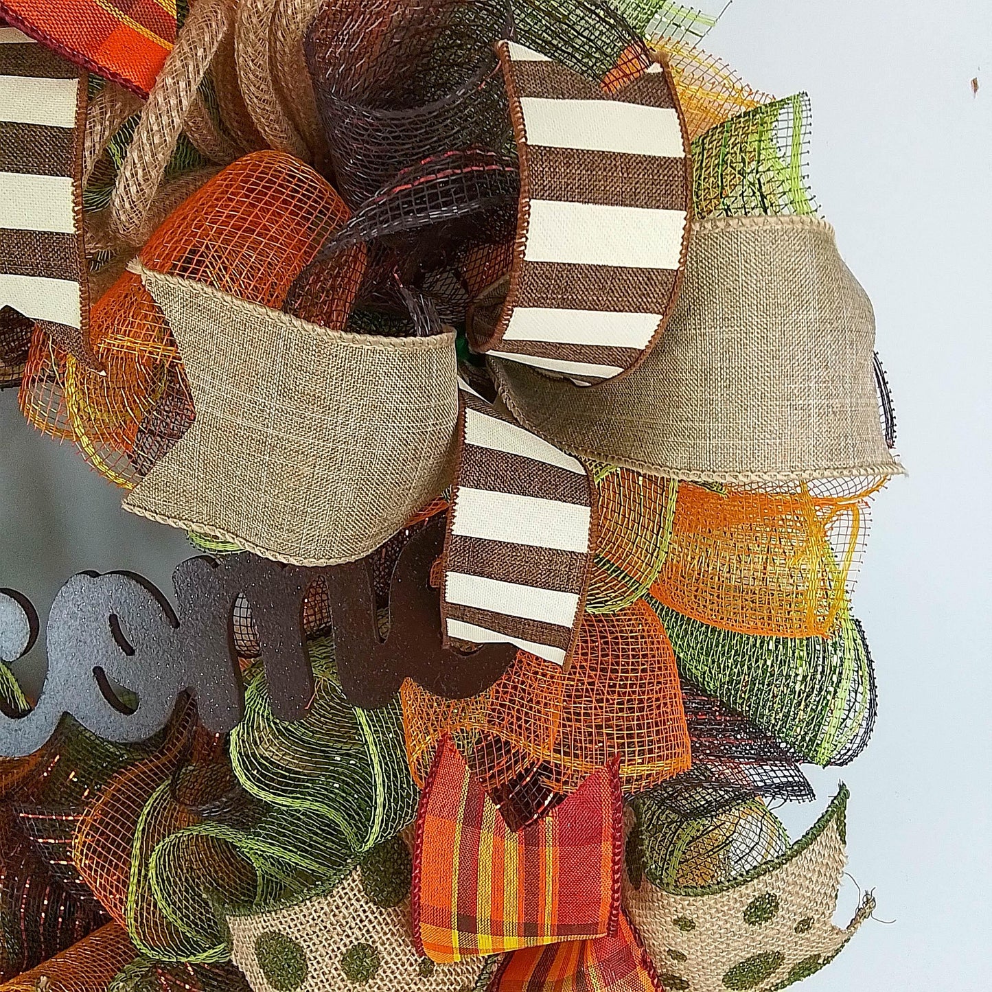 Moss Green Fall Wreath, Wreath for Front Porch, Thanksgiving : F1 - Pink Door Wreaths