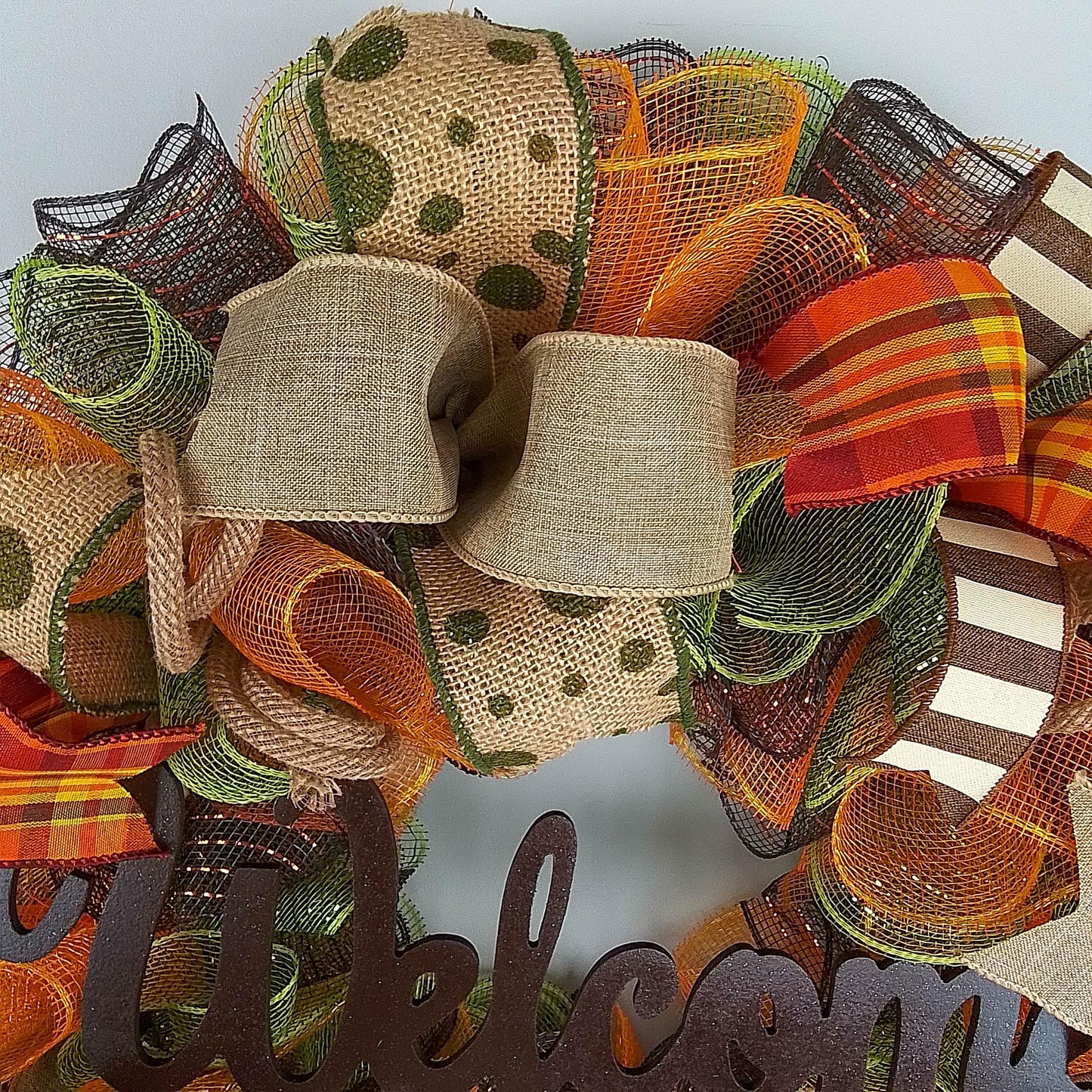 Moss Green Fall Wreath, Wreath for Front Porch, Thanksgiving : F1 - Pink Door Wreaths