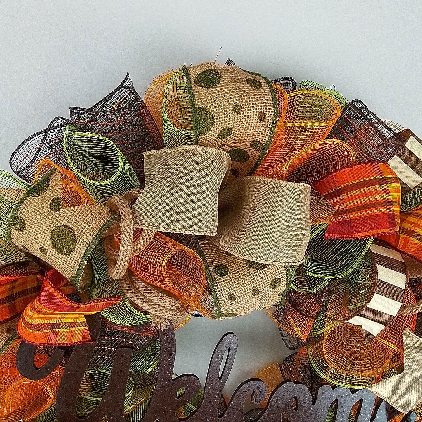 Moss Green Fall Wreath, Wreath for Front Porch, Thanksgiving : F1 - Pink Door Wreaths