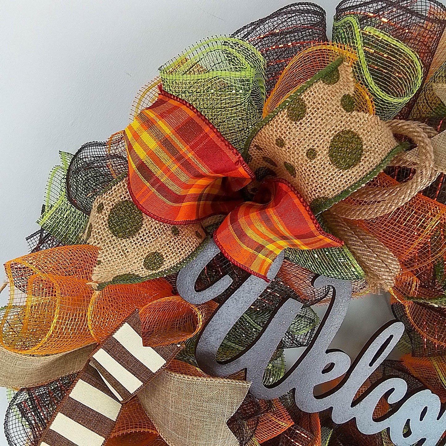 Moss Green Fall Wreath, Wreath for Front Porch, Thanksgiving : F1 - Pink Door Wreaths