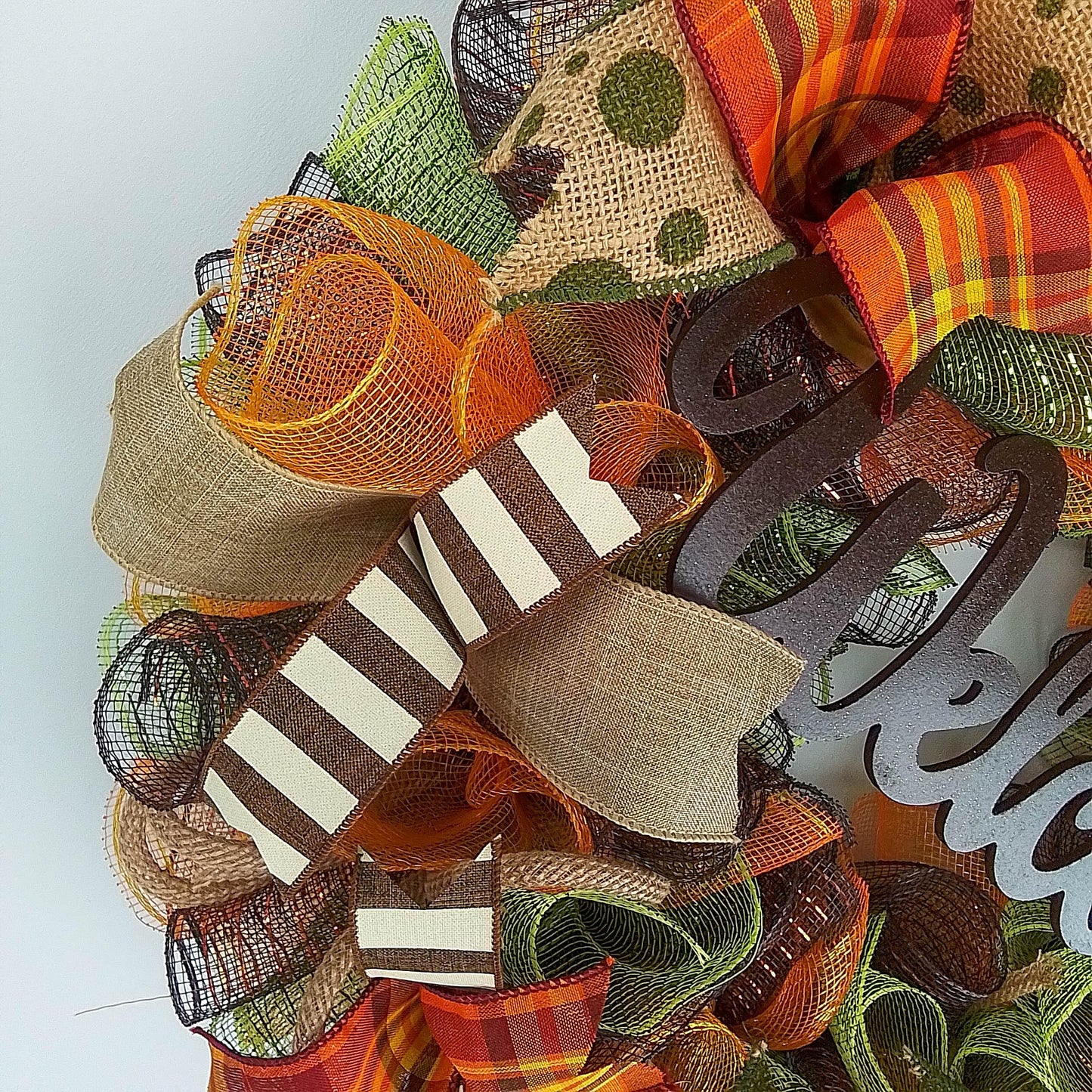 Moss Green Fall Wreath, Wreath for Front Porch, Thanksgiving : F1 - Pink Door Wreaths