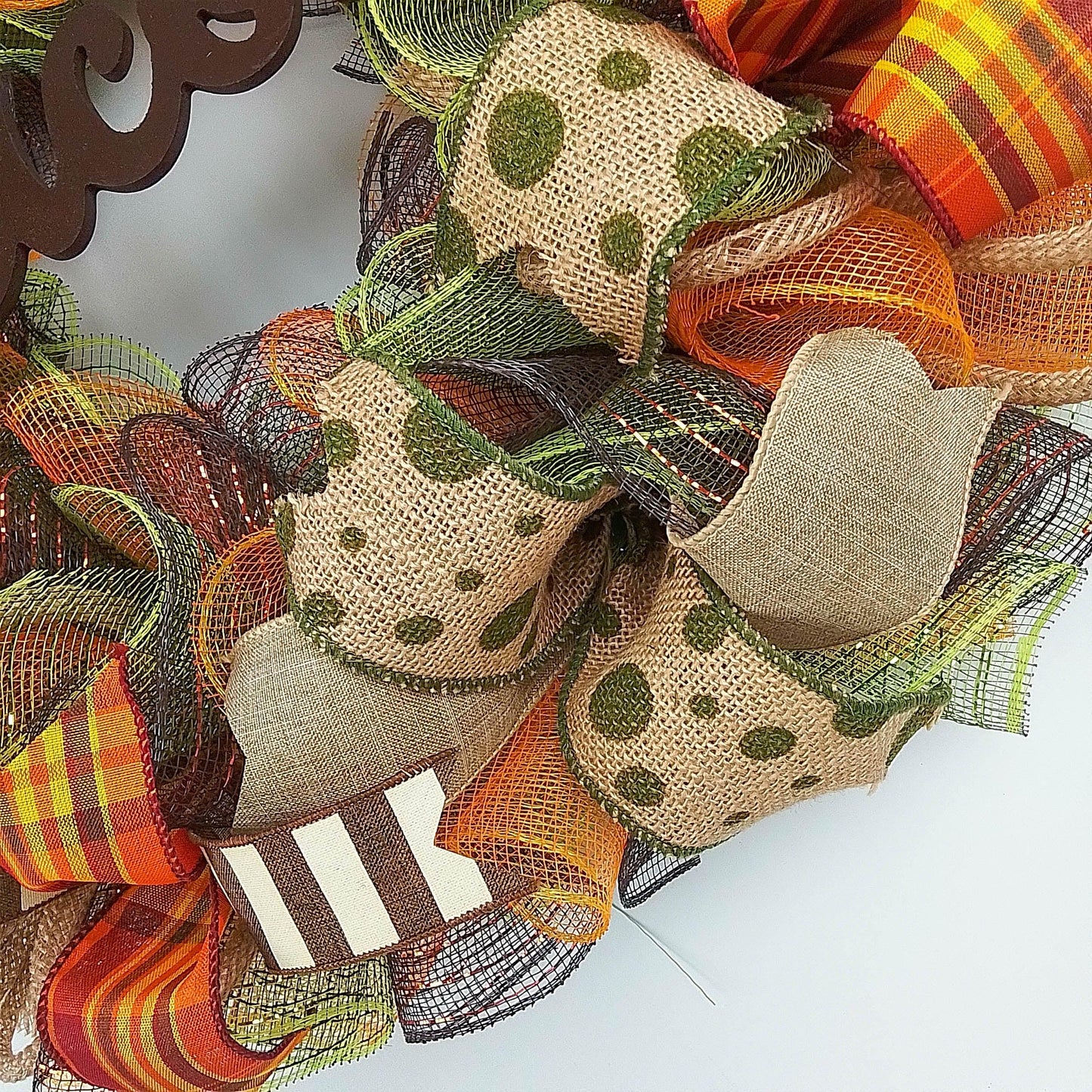 Moss Green Fall Wreath, Wreath for Front Porch, Thanksgiving : F1 - Pink Door Wreaths