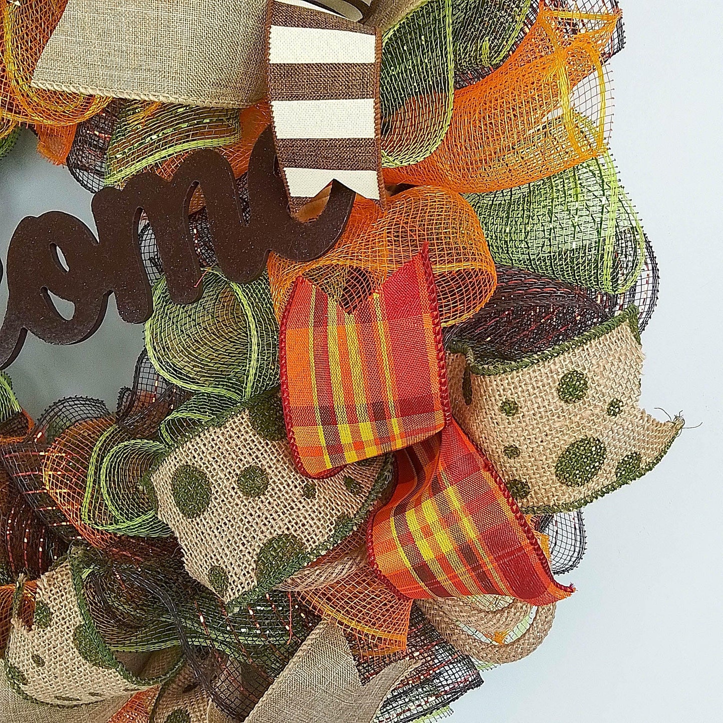 Moss Green Fall Wreath, Wreath for Front Porch, Thanksgiving : F1 - Pink Door Wreaths
