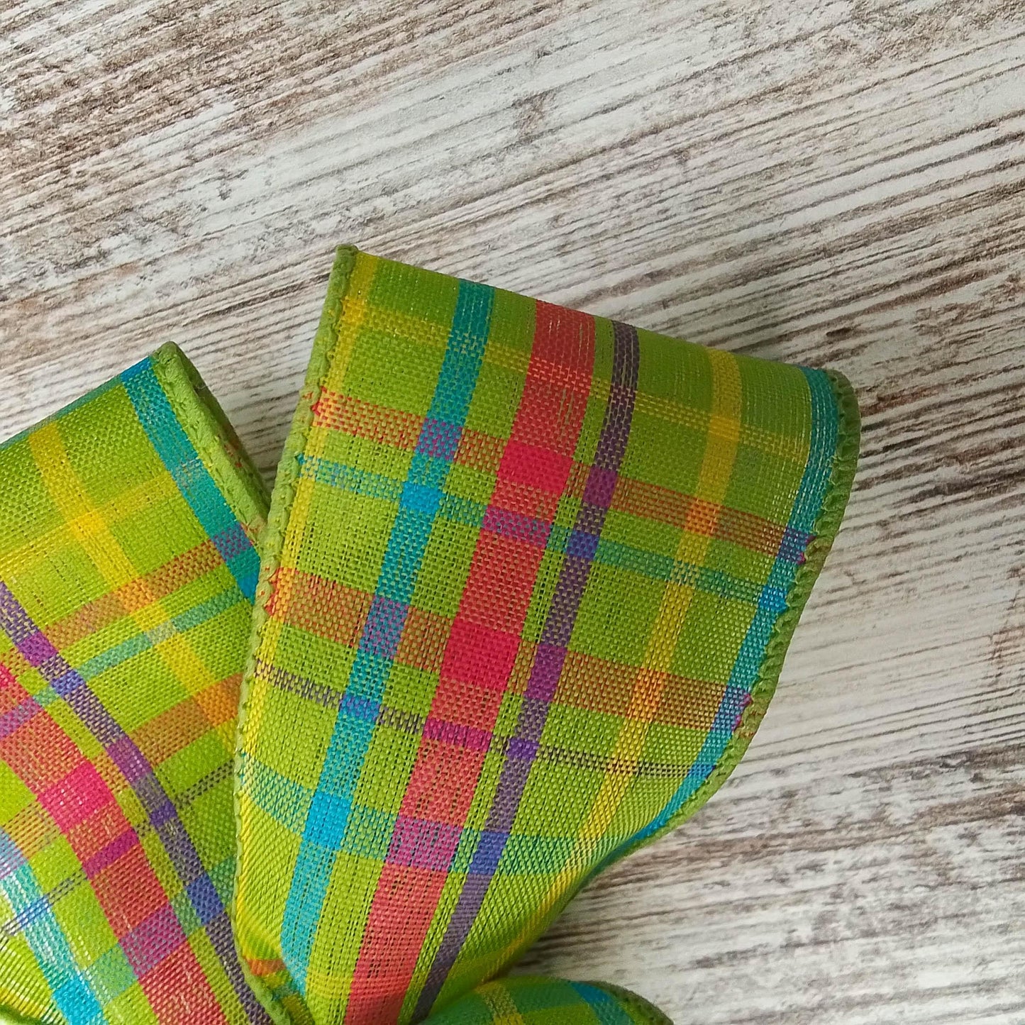 Spring Plaid Wreath Bow - Easter Wreath Embellishment for Making Your Own - Farmhouse Already Made Green Pink Turquoise - Pink Door Wreaths