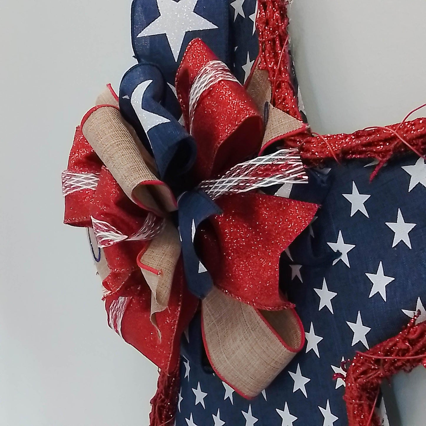 4th of July Grapevine Wreath - Star Navy Blue Red - Pink Door Wreaths