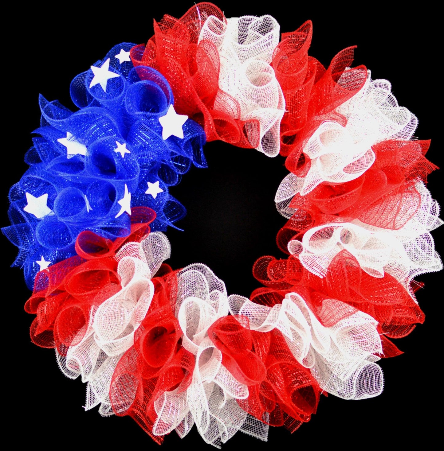 American Flag Fourth of July Mesh Door Wreath, Red White and Blue Wreaths - Pink Door Wreaths