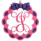 Custom Color Scalloped Monogrammed Door Hanger | LOTS of colors! - Pink Door Wreaths