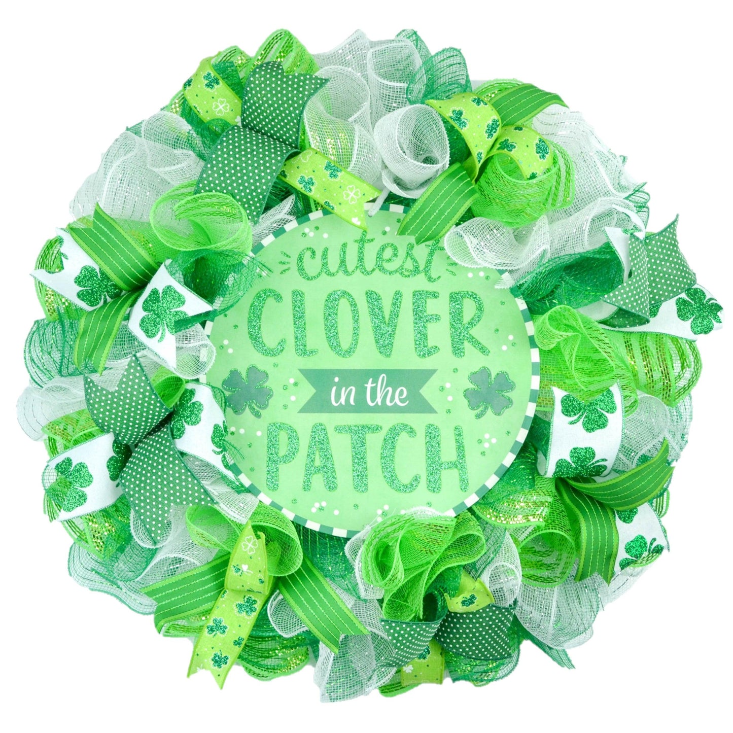 Cutest Clover St Patricks Wreath - Animal Print Saint Patrick's Home Sweet Home Decor - Shamrock Door Decorations - Green White - Pink Door Wreaths