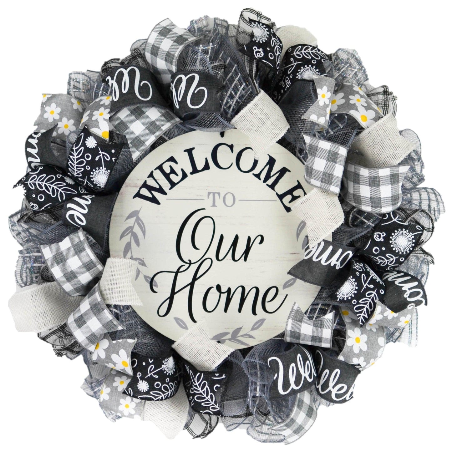 Farmhouse Wreath - Mother's Day Everyday Wreath - Birthday Gift for Her - Black White Grey Year Round Decor - Pink Door Wreaths
