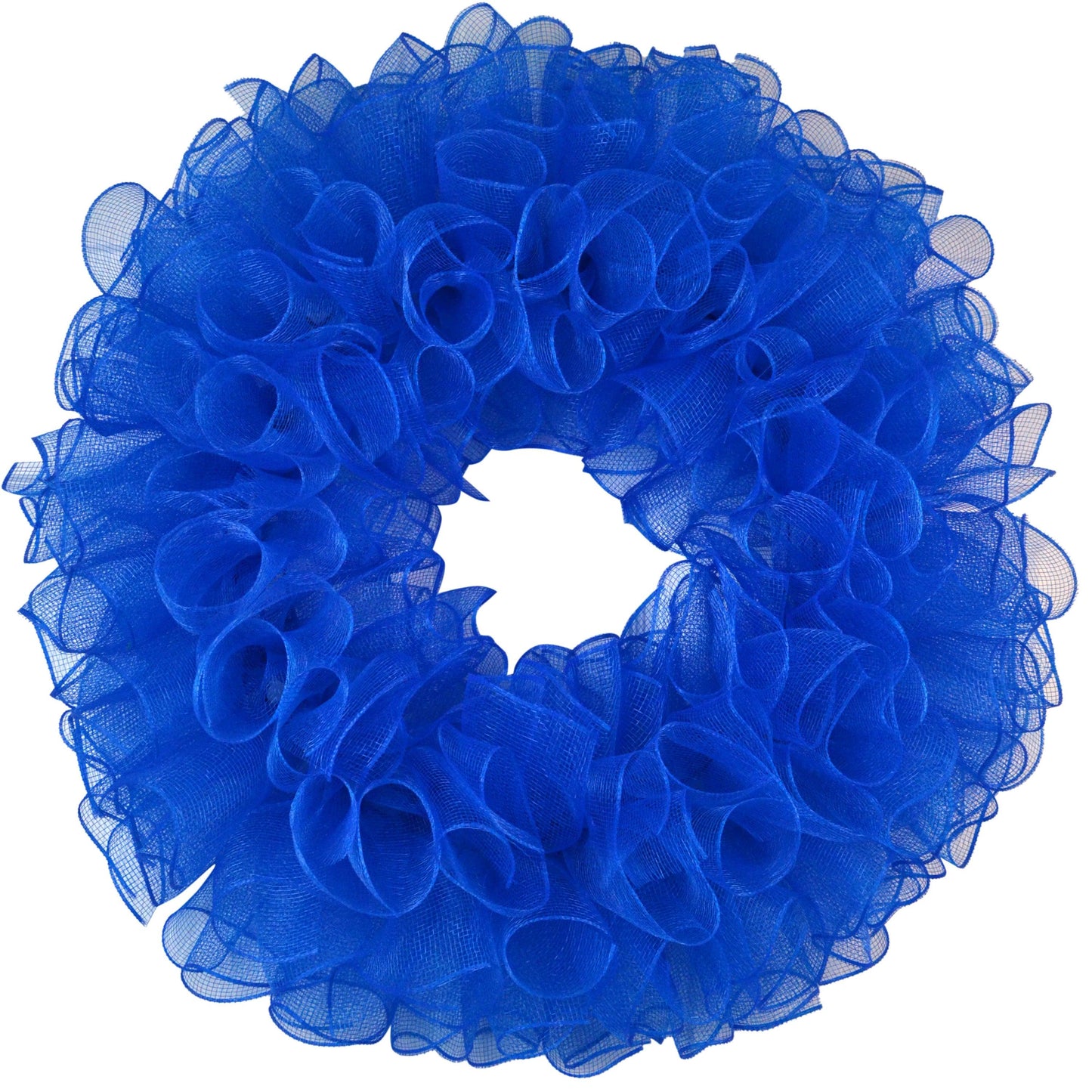 Plain Wreath Base Already Made - Mesh Everyday Wreath to Decorate DIY - Starter Add Bow, Ribbons on Your Own - Premade (Non-Metallic Sky Blue) - Pink Door Wreaths