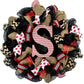 Red and Black Burlap Monogram Everyday Wreath