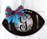 Football Door Hanger, Rustic Monogram Decor, Sports Fan Gift