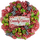 Peppermint Christmas Wreath - Holiday Front Door Decor - Candy Cane Red White Lime Green Black Mesh Decoration