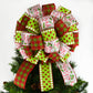 Red Lime Green White Christmas Wreath - Outdoor Holiday Front Door Decorations - Porch Decor TB15