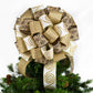 Bows for Christmas Trees - Gold Ivory Black and Burlap Bow - Tree Bow