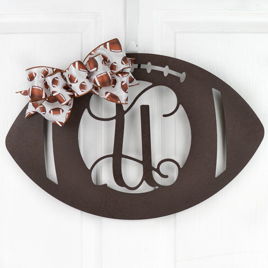 Letter U : Wooden Sports Football Monogram Initial Letter
