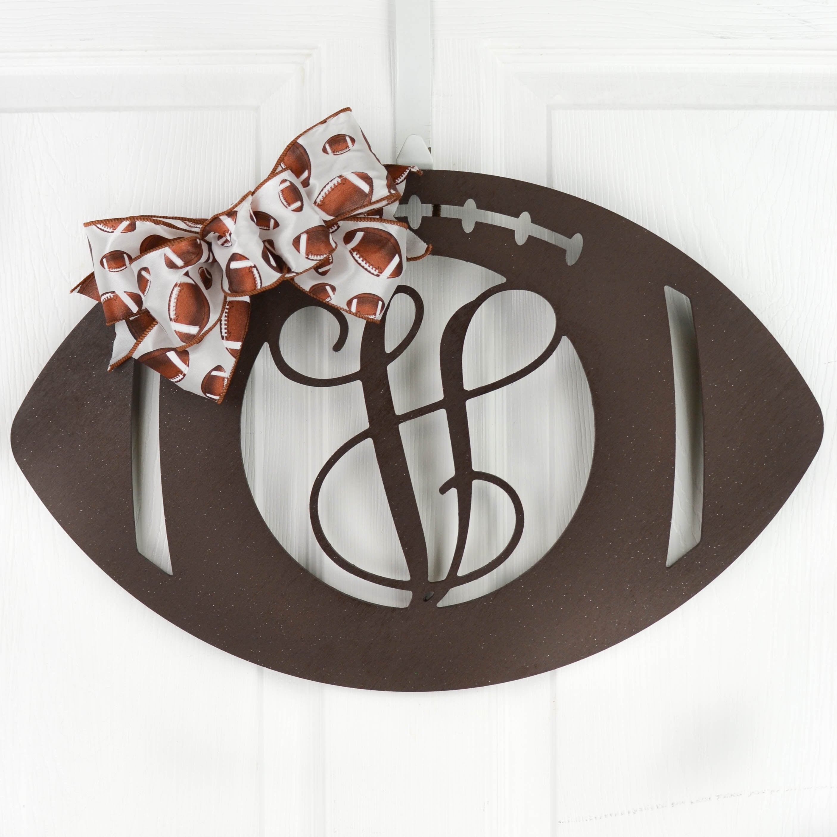 Letter V : Wooden Sports Football Monogram Initial Letter – Pink Door ...