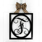 Letter F : Black and Burlap Framed Monogram door hanger