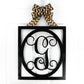 Letter G : Black and Burlap Framed Monogram door hanger