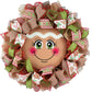 Gingerbread Face Wreath | Outdoor Christmas Wreath | Holiday Mesh Front Door Wreath | Red Brown White