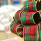 Tartan Plaid Red Green Gold Bow Tree Topper - Christmas Tree Bow