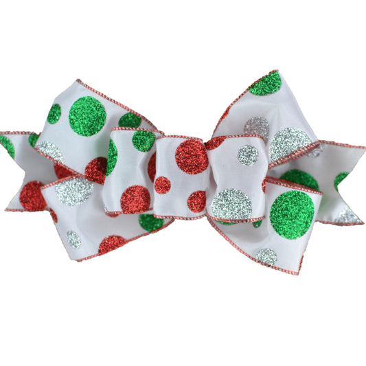 White, Red, Emerald Christmas Add On Wreath Bow - Wreath Embellishment for Already Made Wreath