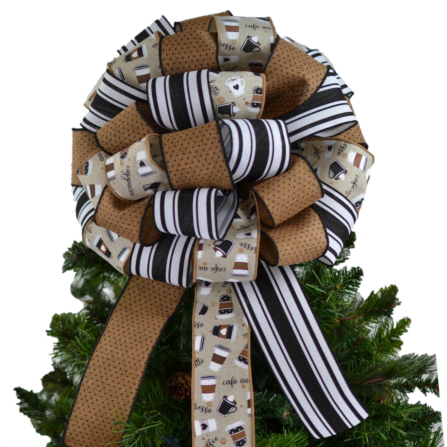 Coffee Wreath - Coffee Lovers Gift - Farmhouse Burlap Everyday Decor - Brown Black White
